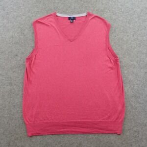 Lincs David Chu Sweater Vest Men Extra Large Pink Silk Cotton Cashmere V-Neck